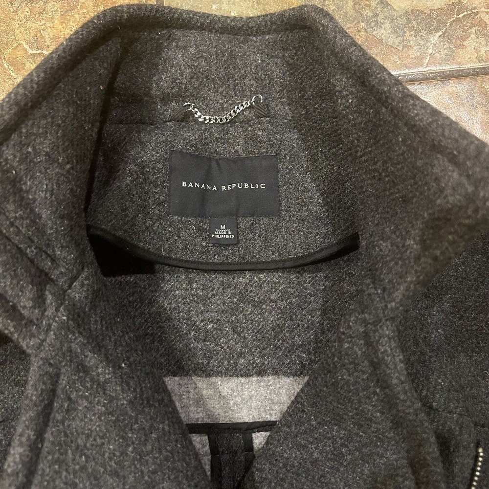 Banana Republic Women's Gray Wool Coat Sz Med Toggles Full Asymmetrical Zip - Picture 4 of 7